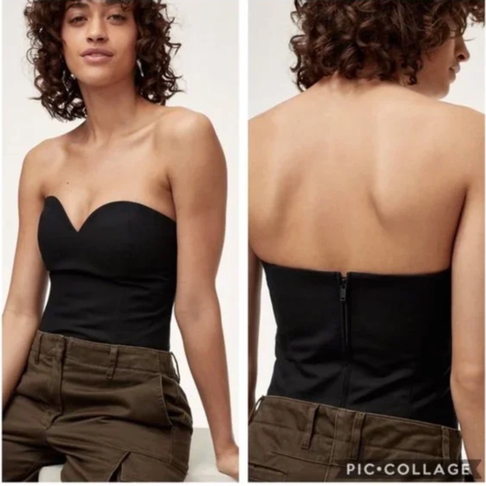 NWT Aritzia Talula Black Sweetheart Cotton Bustier M